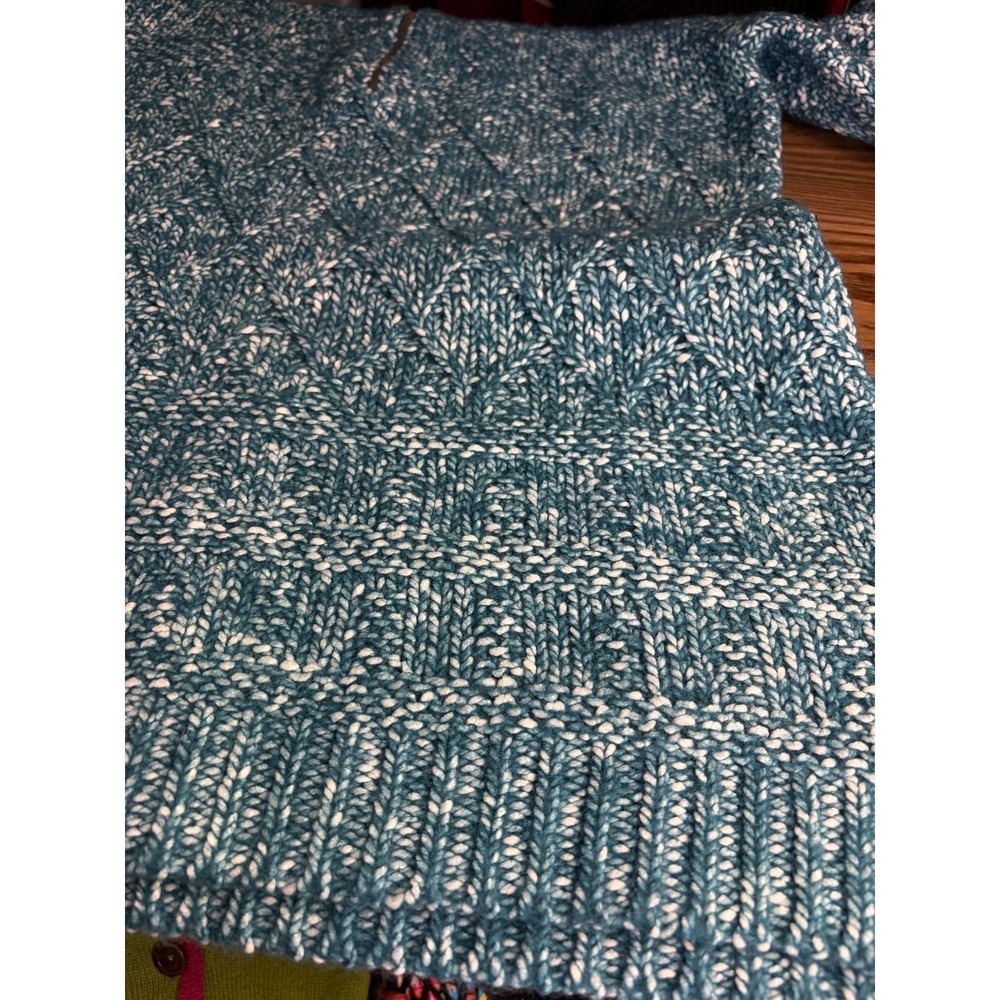 Soft Surroundings Blue Marled Knit Zip Front‎ Tunic Mock Neck Sweater L (est) - Picture 9 of 11